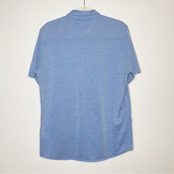 Travis Mathew Button Down Shirt Short Sleeve Pima Cotton Casual Golf Blue Medium - Picture 2 of 6